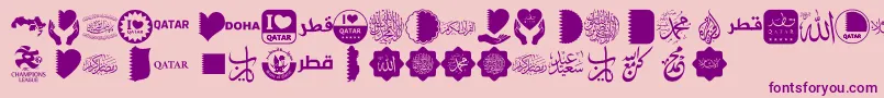 Font Color Qatar-Schriftart – Violette Schriften auf rosa Hintergrund