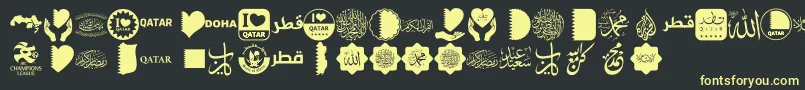 Fonte Font Color Qatar – fontes amarelas em um fundo preto