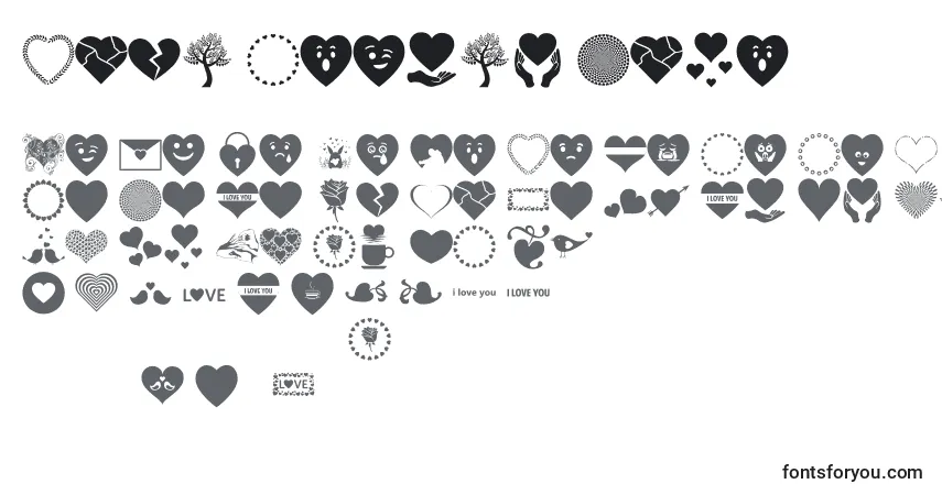 A fonte Font Hearts Love – alfabeto, números, caracteres especiais