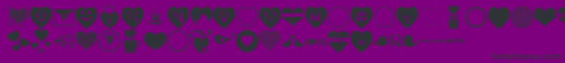Font Hearts Love-fontti – mustat fontit violetilla taustalla