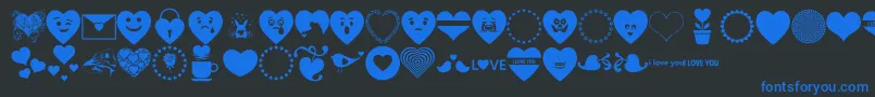 Font Hearts Love Font – Blue Fonts on Black Background