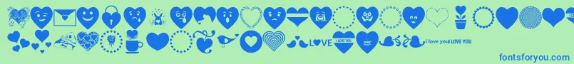 fuente Font Hearts Love – Fuentes Azules Sobre Fondo Verde