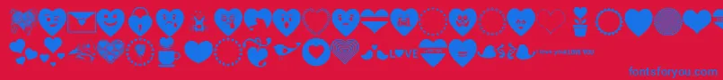 Font Hearts Love Font – Blue Fonts on Red Background