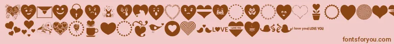 Font Hearts Love-fontti – ruskeat fontit vaaleanpunaisella taustalla