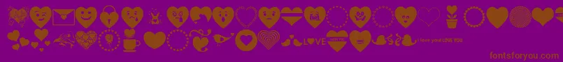 Шрифт Font Hearts Love – коричневые шрифты на фиолетовом фоне