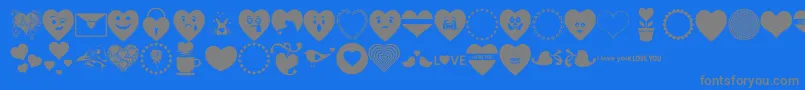 フォントFont Hearts Love – 青い背景に灰色の文字