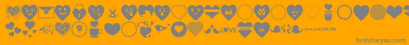 Font Hearts Love Font – Gray Fonts on Orange Background