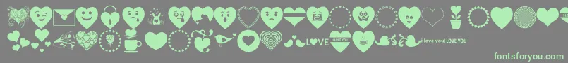 Font Hearts Love-Schriftart – Grüne Schriften auf grauem Hintergrund