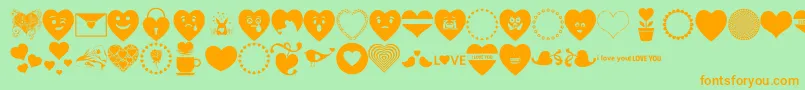 Font Hearts Love Font – Orange Fonts on Green Background