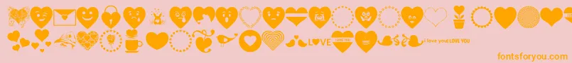 Font Hearts Love-Schriftart – Orangefarbene Schriften auf rosa Hintergrund