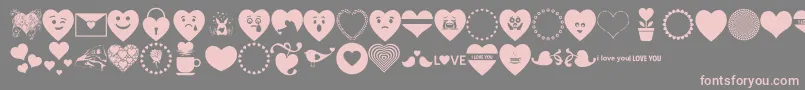 Font Hearts Love-fontti – vaaleanpunaiset fontit harmaalla taustalla