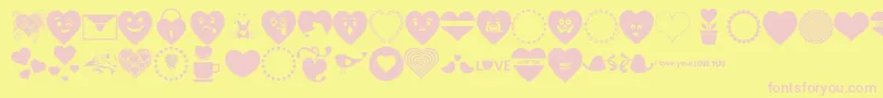 Fonte Font Hearts Love – fontes rosa em um fundo amarelo