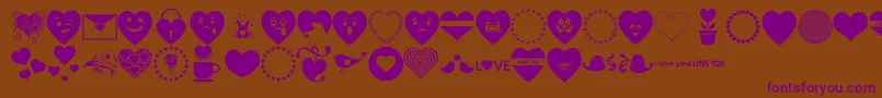 Font Hearts Love-fontti – violetit fontit ruskealla taustalla