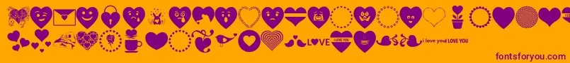 fuente Font Hearts Love – Fuentes Moradas Sobre Fondo Naranja