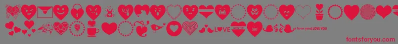 Font Hearts Love-fontti – punaiset fontit harmaalla taustalla