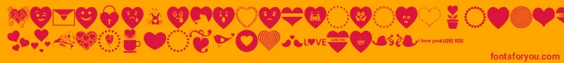 Fonte Font Hearts Love – fontes vermelhas em um fundo laranja