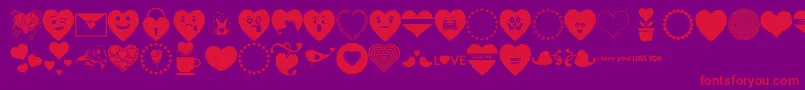 Font Hearts Love-fontti – punaiset fontit violetilla taustalla