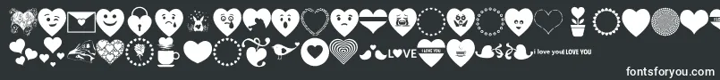 Шрифт Font Hearts Love – белые шрифты на чёрном фоне