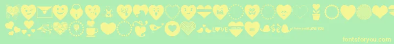 fuente Font Hearts Love – Fuentes Amarillas Sobre Fondo Verde