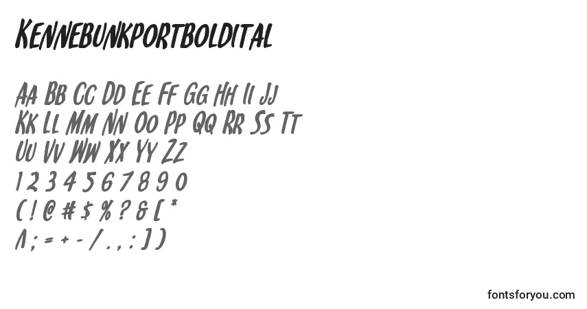 A fonte Kennebunkportboldital – alfabeto, números, caracteres especiais