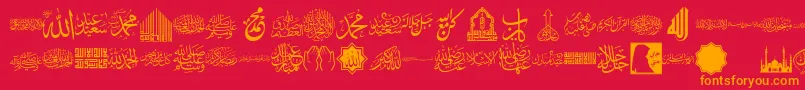 font islamic color-fontti – oranssit fontit punaisella taustalla