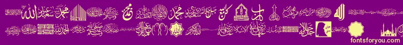 Fonte font islamic color – fontes amarelas em um fundo roxo