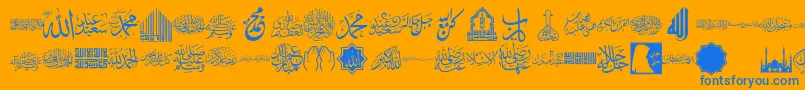 font islamic color Font – Blue Fonts on Orange Background