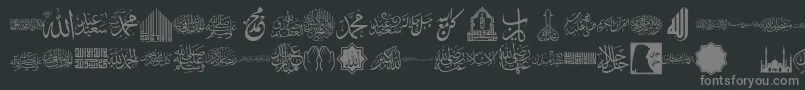 font islamic color-fontti – harmaat kirjasimet mustalla taustalla