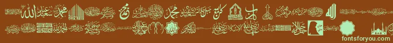 Fonte font islamic color – fontes verdes em um fundo marrom