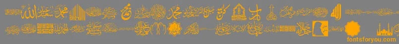 フォントfont islamic color – オレンジの文字は灰色の背景にあります。