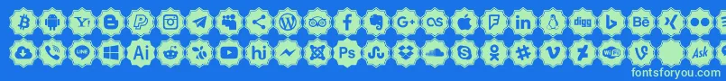 フォントFont logos Color – 青い背景に緑のフォント