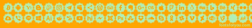 Шрифт Font logos Color – зелёные шрифты на оранжевом фоне