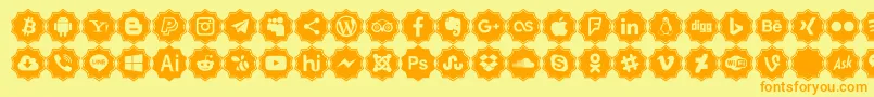 フォントFont logos Color – オレンジの文字が黄色の背景にあります。