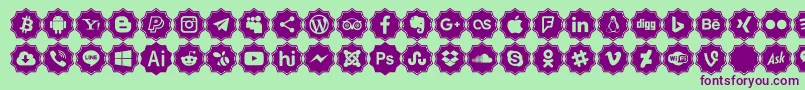 Font logos Color-fontti – violetit fontit vihreällä taustalla