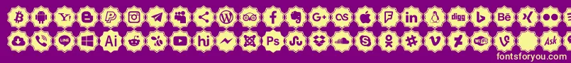 Fonte Font logos Color – fontes amarelas em um fundo roxo