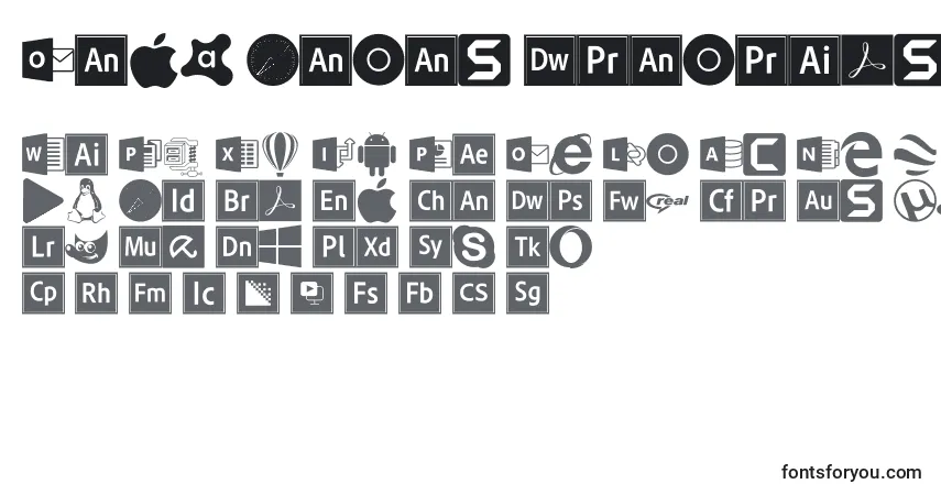 Fuente Font Logos Programs - alfabeto, números, caracteres especiales