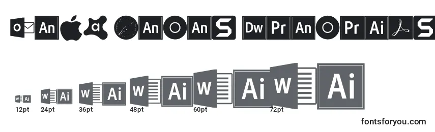 Größen der Schriftart Font Logos Programs