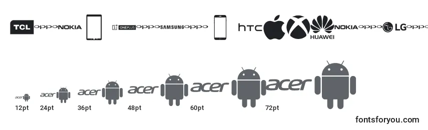 Größen der Schriftart Font Logos Technology