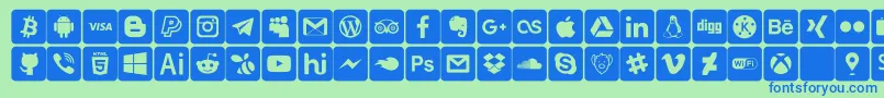 font social media-Schriftart – Blaue Schriften auf grünem Hintergrund