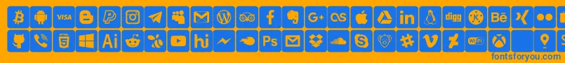 font social media-Schriftart – Blaue Schriften auf orangefarbenem Hintergrund