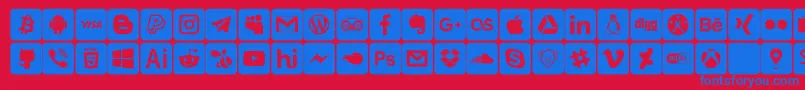 Fonte font social media – fontes azuis em um fundo vermelho