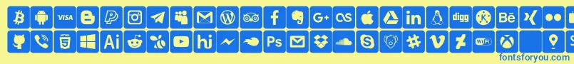 Czcionka font social media – niebieskie czcionki na żółtym tle