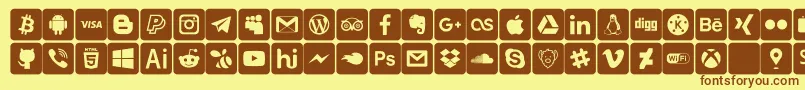 Fonte font social media – fontes marrons em um fundo amarelo