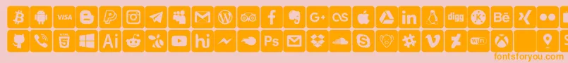 font social media-Schriftart – Orangefarbene Schriften auf rosa Hintergrund