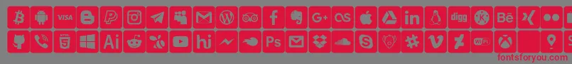 font social media-fontti – punaiset fontit harmaalla taustalla