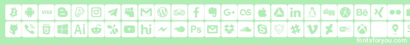 Czcionka font social media – białe czcionki na zielonym tle