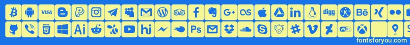 フォントfont social media – 黄色の文字、青い背景