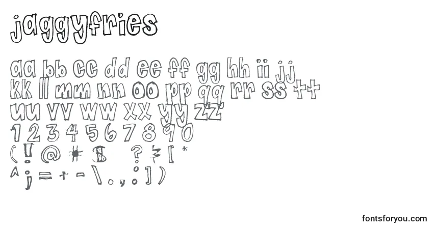 Czcionka Jaggyfries – alfabet, cyfry, specjalne znaki