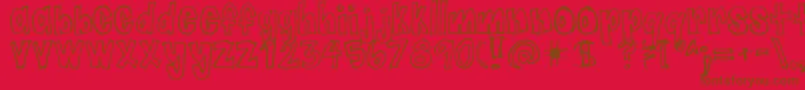 Jaggyfries-Schriftart – Braune Schriften auf rotem Hintergrund