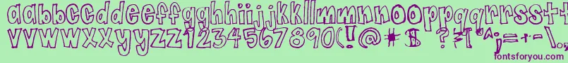 Jaggyfries-Schriftart – Violette Schriften auf grünem Hintergrund